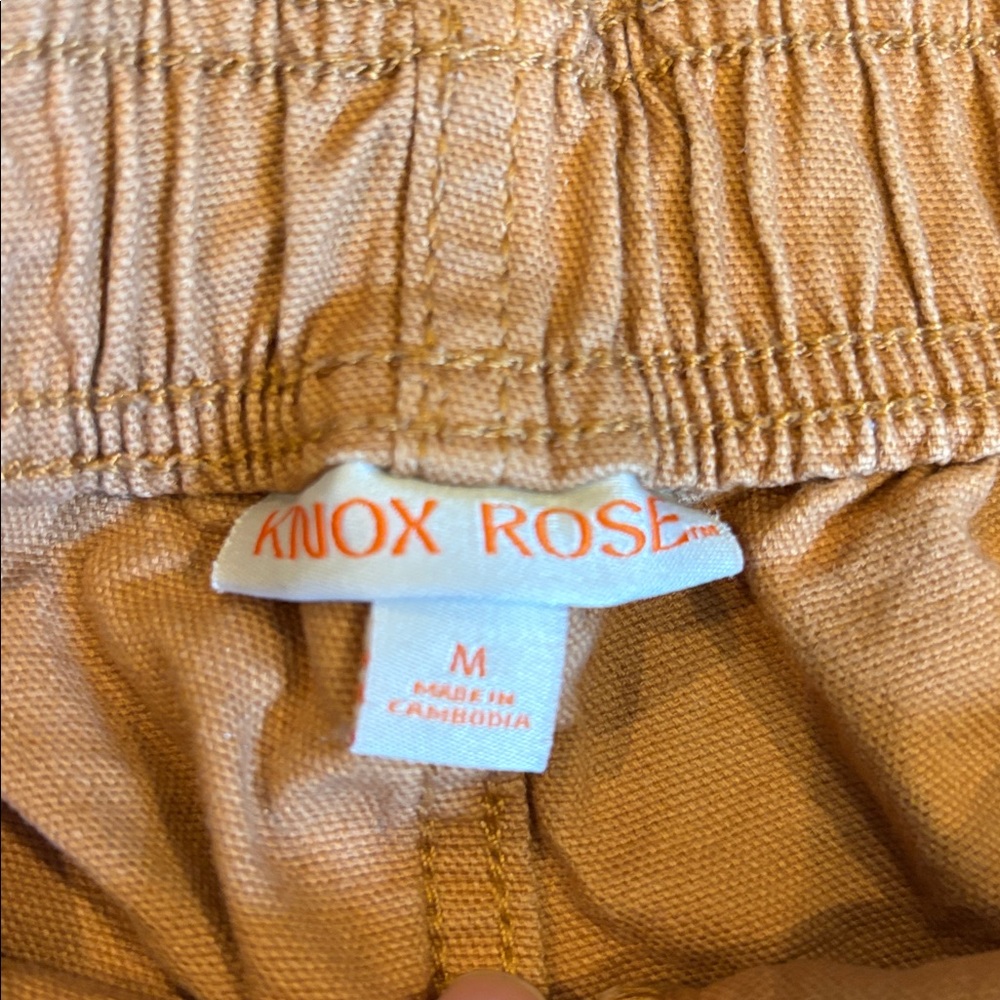 Knox Rose Elastic Waist Cargo Style Straight Leg Pants, Tan Medium - Picture 5 of 9